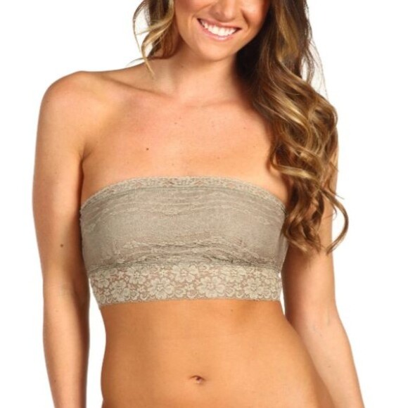 Intimately Free People Bandeau Bra M Gray Taupe Floral Boho Romantic Feminine - Picture 1 of 7